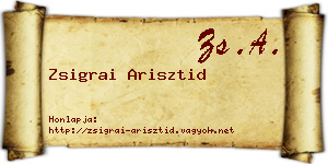 Zsigrai Arisztid névjegykártya